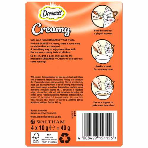 Dreamies Creamy Adult Cat & Kitten Treats With Tasty Chicken Cat Dreamies Creamy Adult Cat & Kitten Treats With Tasty Chicken - Image 4