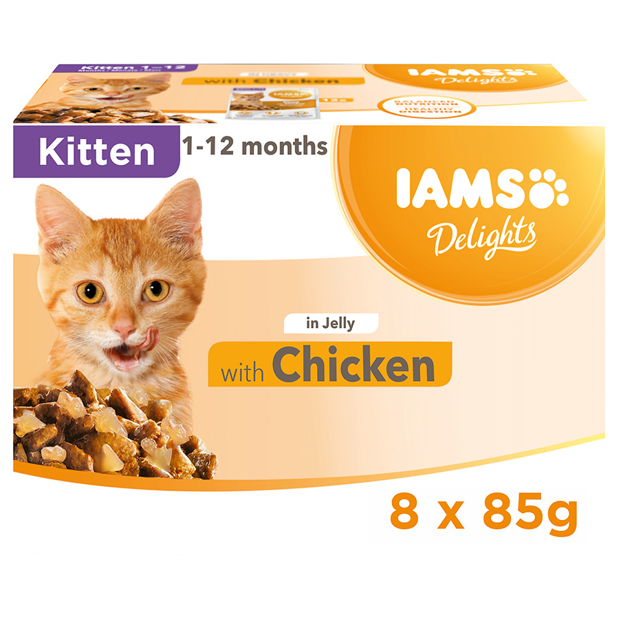 Iams Delights Kitten Chicken In Jelly 8x85g Cat Iams Delights Kitten Chicken In Jelly 8x85g