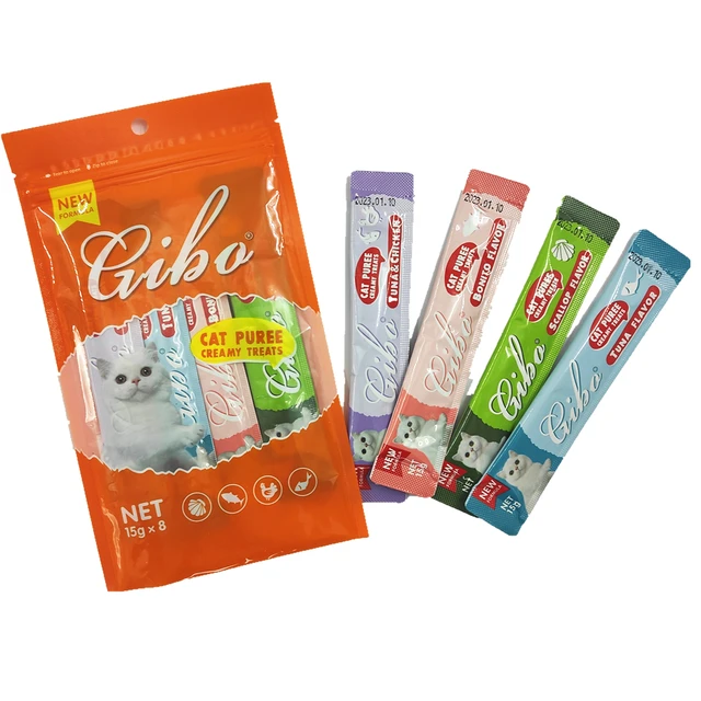 Gibo Cat Strips Mixed Puree Treats 8x15g Cat Gibo Cat Strips Mixed Puree Treats 8x15g