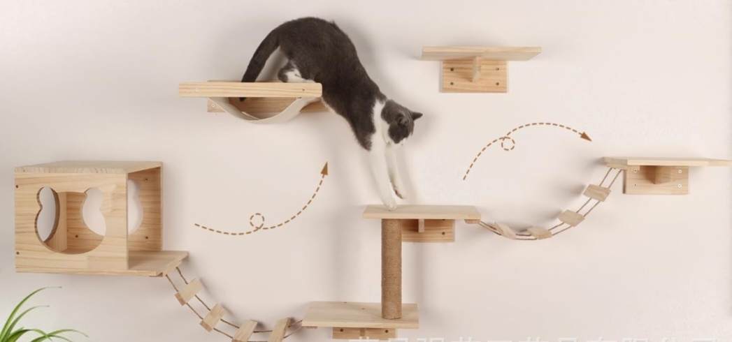 TD Cat Wall Mount Climbing Frame Jumping Platform Set Bed, Crates, Home & Travel TD Cat Wall Mount Climbing Frame Jumping Platform Set - Image 7