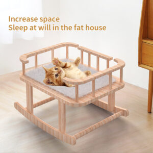 TD Wooden Elevated Cat Cradle Rocking Bed Bed, Crates, Home & Travel TD Wooden Elevated Cat Cradle Rocking Bed
