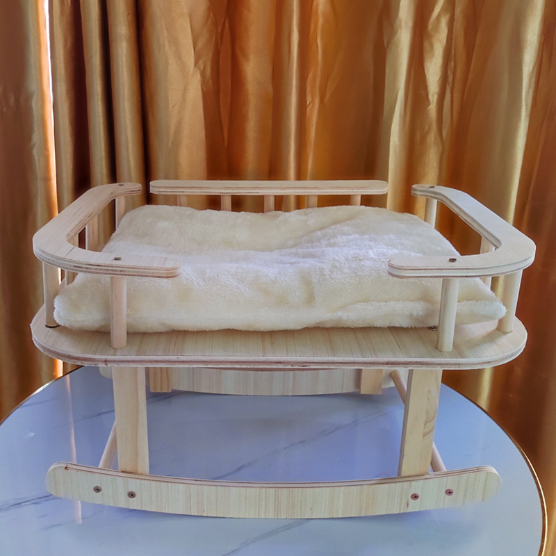 TD Wooden Elevated Cat Cradle Rocking Bed Bed, Crates, Home & Travel TD Wooden Elevated Cat Cradle Rocking Bed - Image 5