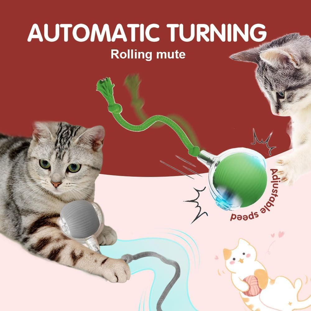 Cat&Dog Smart 360°C Automatic Interactive Ball Tail Toy Red Cat Cat&Dog Smart 360°C Automatic Interactive Ball Tail Toy Red - Image 11