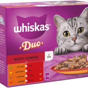 Whiskas Pouch 1+ Cat Duo Meaty Combos in Jelly 12x85g Cat Whiskas Pouch 1+ Cat Duo Meaty Combos in Jelly 12x85g