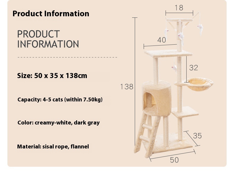 Multi 5 Tier Cat Tree Condo Playground Cat Multi 5 Tier Cat Tree Condo Playground - Image 11